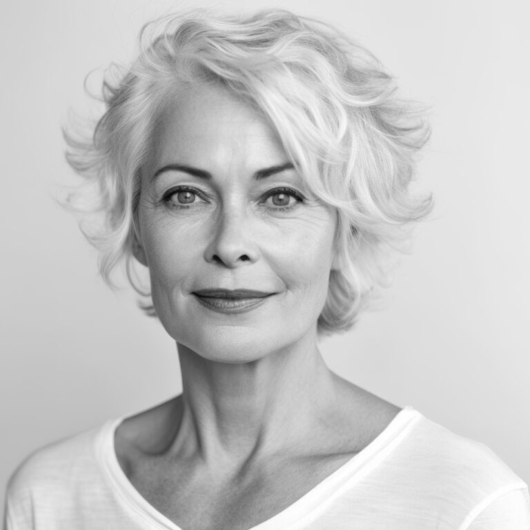 older-woman-with-white-hair-wearing-white-t-shirt-looking-camera-generative-ai-modified